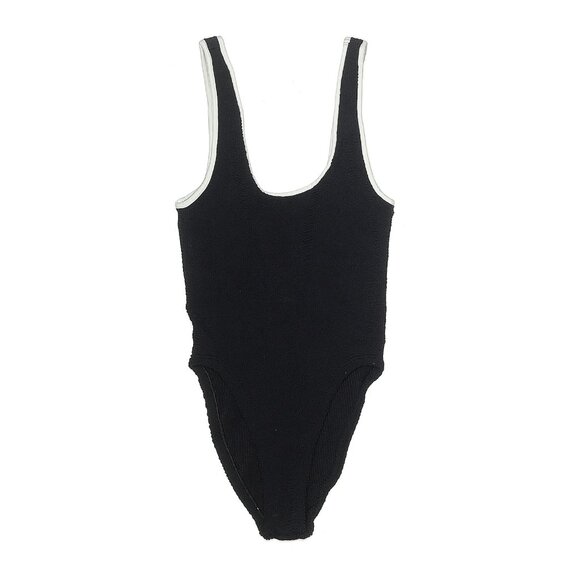 Hunza G Faye Crinkle Onepiece Swimsuit in Black/White One Size - Picture 4 of 7